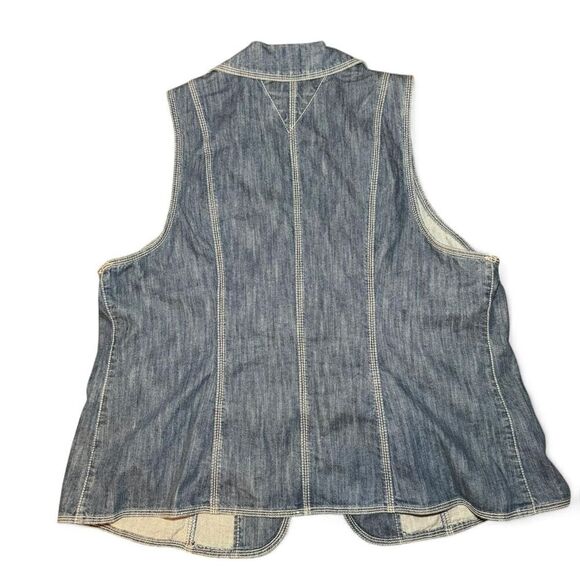 Tommy Hilfiger Women's Blue Denim Vest Waistcoat hook closure Size 20 - Picture 2 of 5